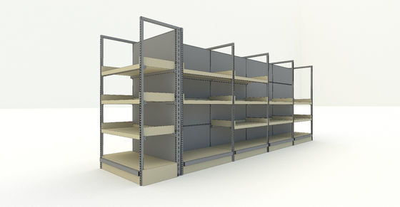 Wooden Panel Retail Display Rack with Load Bar Support, Stable and Elegant Supermarket Fixture
